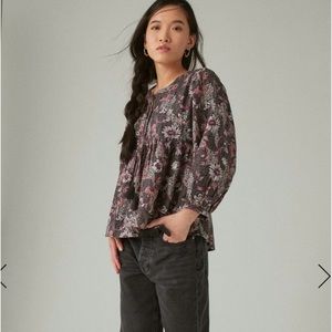 Lucky Brand Floral Peasant Blouse